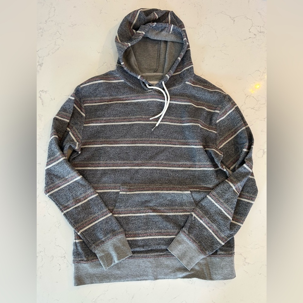 Quicksilver Striped Gray Textured Hoodie